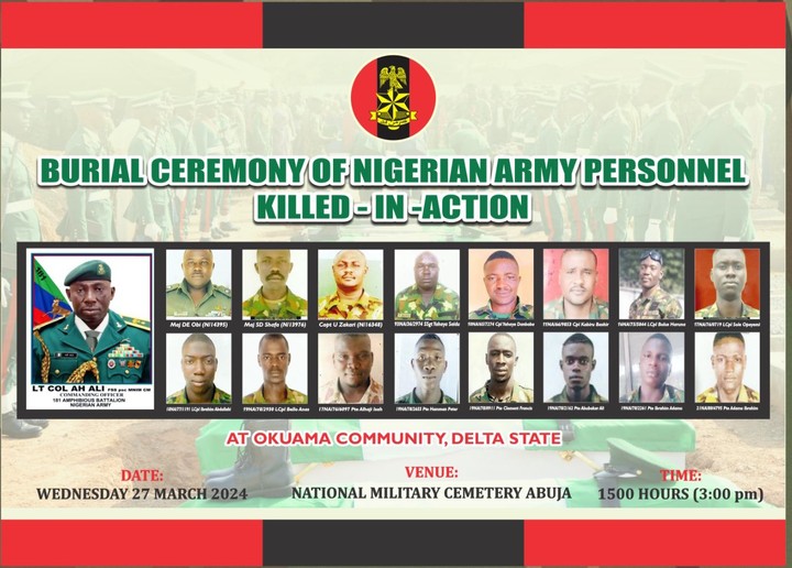 Delta 17: Bodies Of Gallant Soldiers Arrive Military Cemetery For Burial