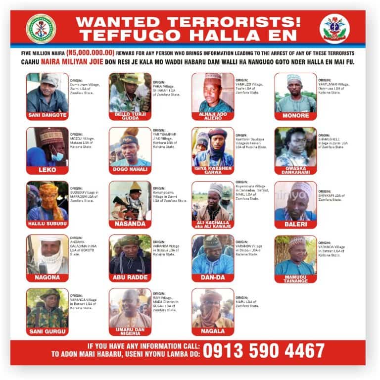 DHQ declares 19 terrorists wanted, places N5m bounty on each