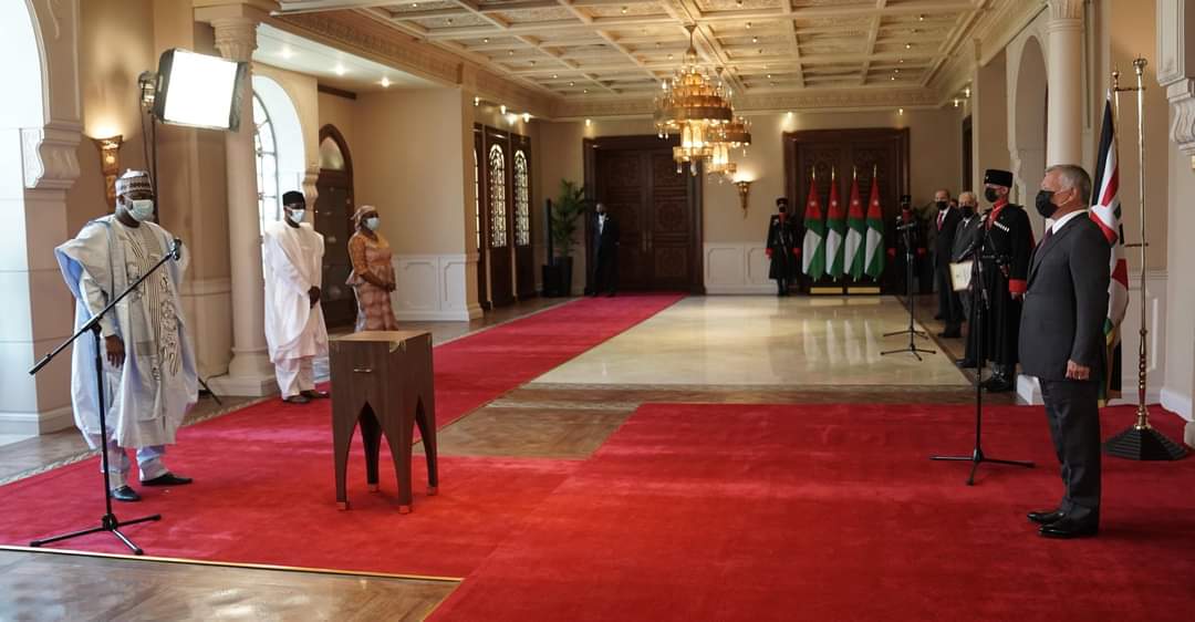 Amb. Faruk Malami Yabo presents letters of Credence to King Ibn Al Hussein of Jordan